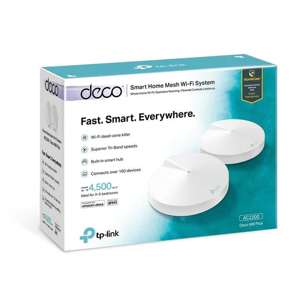 TP-Link AC2200 třípásmový inteligentní domácí síťový WiFi systém Deco M9 Plus (2-balení) TP-Link AC2200 třípásmový inteligentní domácí síťový WiFi systém Deco M9 Plus (2-balení)