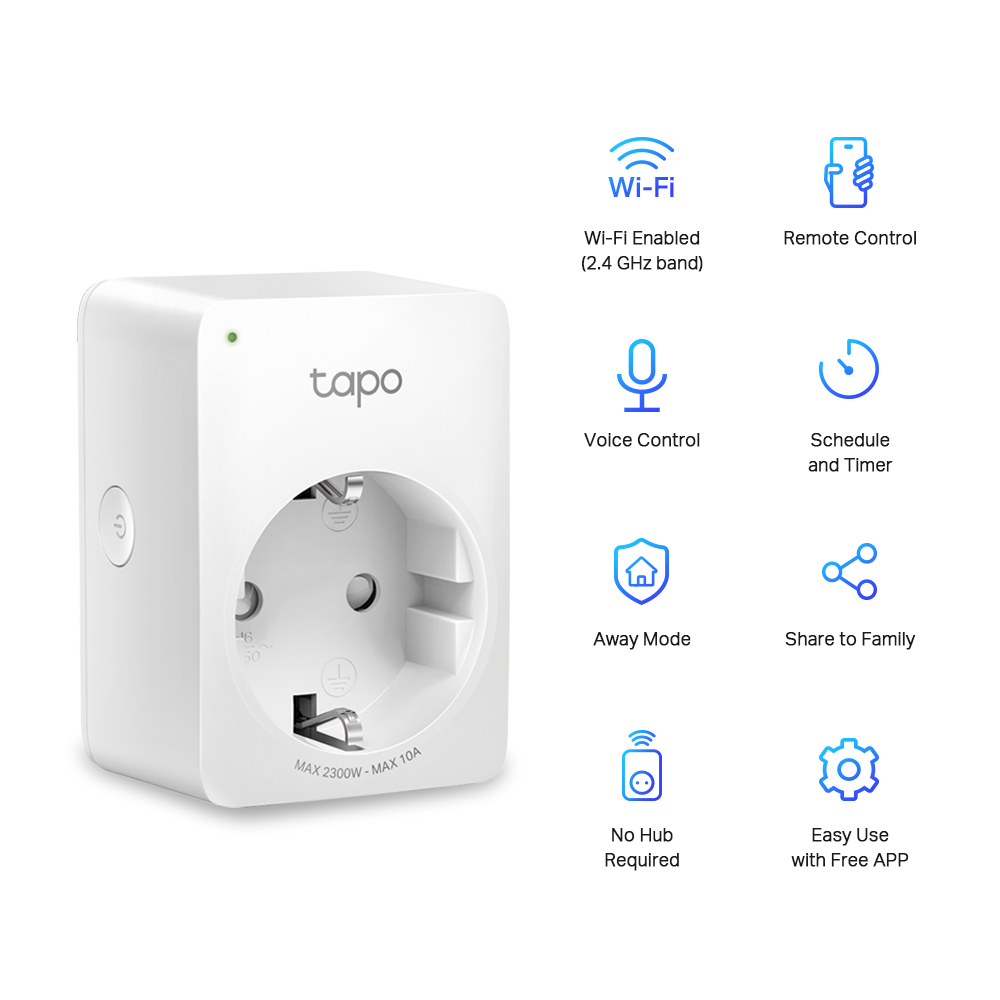 TP-Link Tapo P100 (2-pack), Mini Smart Wi-Fi zásuvka TP-Link Tapo P100 (2-pack), Mini Smart Wi-Fi zásuvka