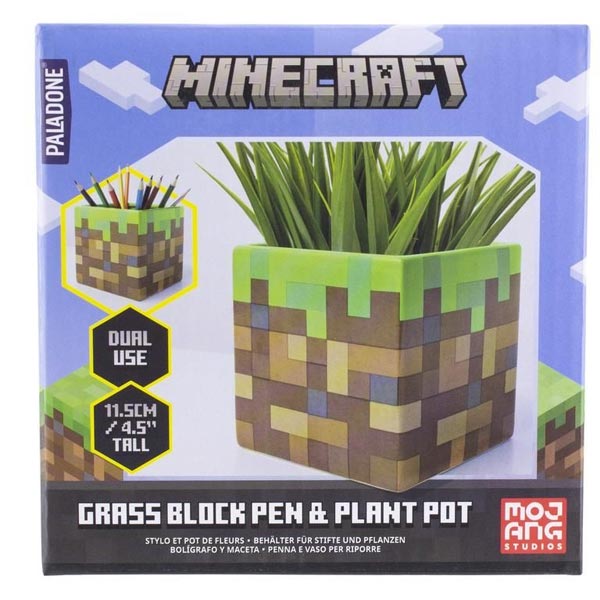 Grass Block Pen Plant Pot (Minecraft)