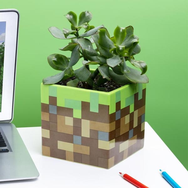 Grass Block Pen Plant Pot (Minecraft)