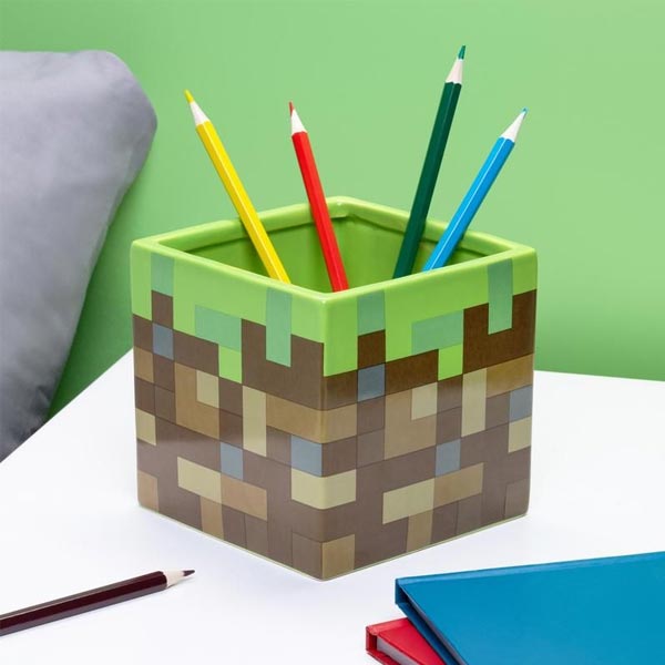 Grass Block Pen Plant Pot (Minecraft)