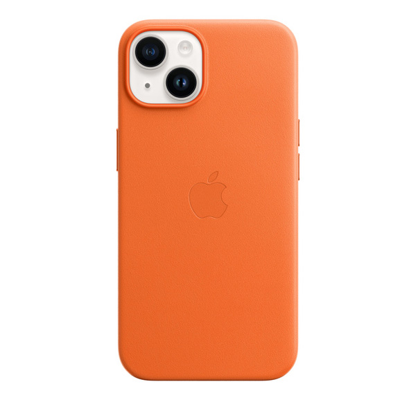 Apple iPhone 14 Leather Case with MagSafe, orange