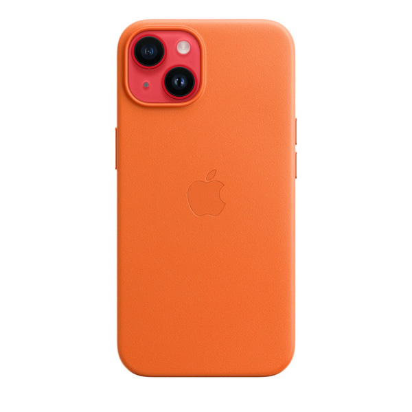 Apple iPhone 14 Leather Case with MagSafe, orange