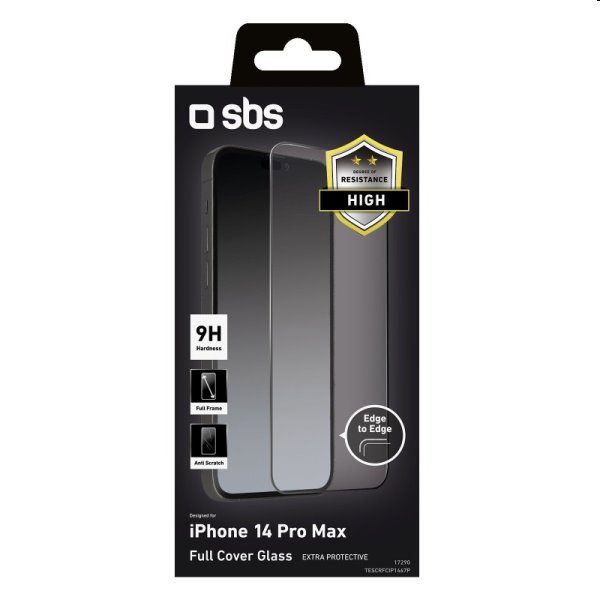 Tvrzené sklo SBS Full Glass pro Apple iPhone 14 Pro Max, černé Tvrzené sklo SBS Full Glass pro Apple iPhone 14 Pro Max, černé