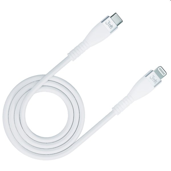 3mk Hyper Silicone Cable USB-C/Lightning MFI 1m, 20W, bílý