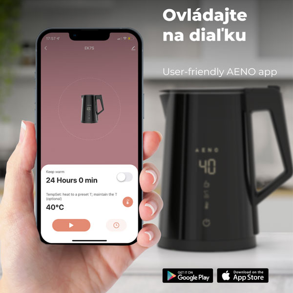 Aeno Rychlovarná kanvice EK7S - 1,7l, 2200, SMART černá Aeno Rychlovarná kanvice EK7S - 1,7l, 2200, SMART černá