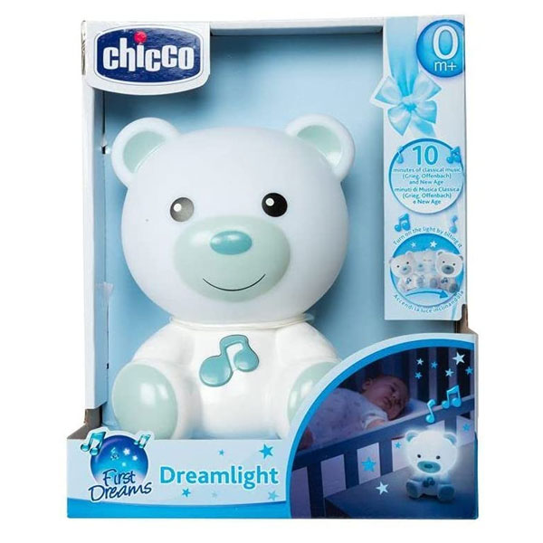 CHICCO Světýlko noční hudební Medvídek modré 0m+
