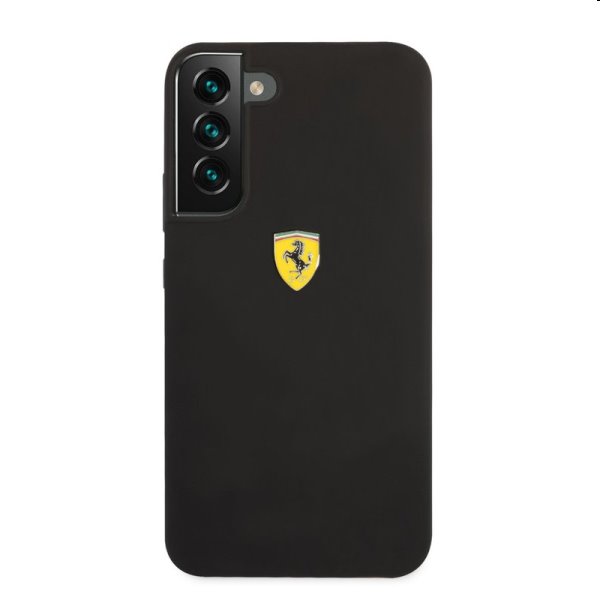 Pouzdro Ferrari Liquid Silicone Metal Logo pro Samsung Galaxy S22 Plus, černé