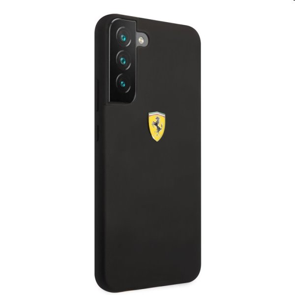 Pouzdro Ferrari Liquid Silicone Metal Logo pro Samsung Galaxy S22 Plus, černé