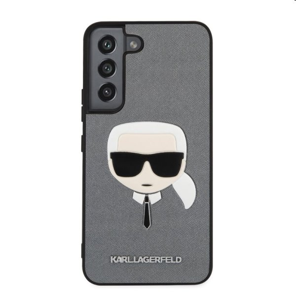 Pouzdro Karl Lagerfeld PU Saffiano Karl Head pro Samsung Galaxy S22 Plus, stříbrné