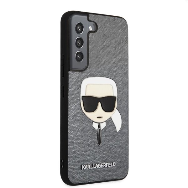 Pouzdro Karl Lagerfeld PU Saffiano Karl Head pro Samsung Galaxy S22 Plus, stříbrné