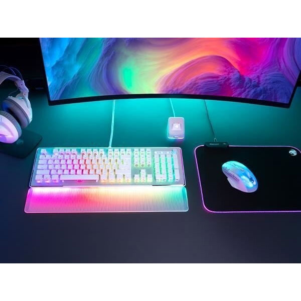 ROCCAT Vulcan II Max, Herní klávesnice Red Switch, RGB LED, US layout, bílá