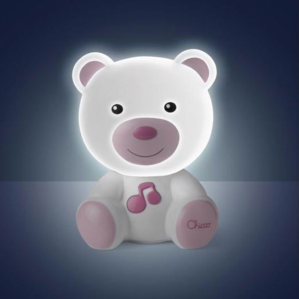 CHICCO Světýlko noční hudební Medvídek růžové 0m+