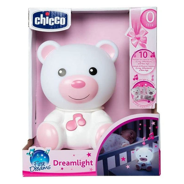 CHICCO Světýlko noční hudební Medvídek růžové 0m+