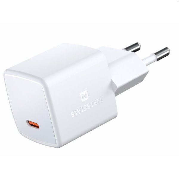 Mini Adaptér Swissten GaN USB-C 33W POWER DELIVERY, bílý