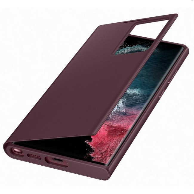 Pouzdro Clear View Cover pro Samsung Galaxy S22 Ultra, burgundy