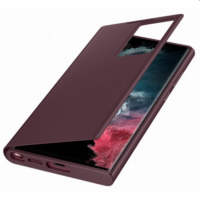 Pouzdro Clear View Cover pro Samsung Galaxy S22 Ultra, burgundy Pouzdro Clear View Cover pro Samsung Galaxy S22 Ultra, burgundy