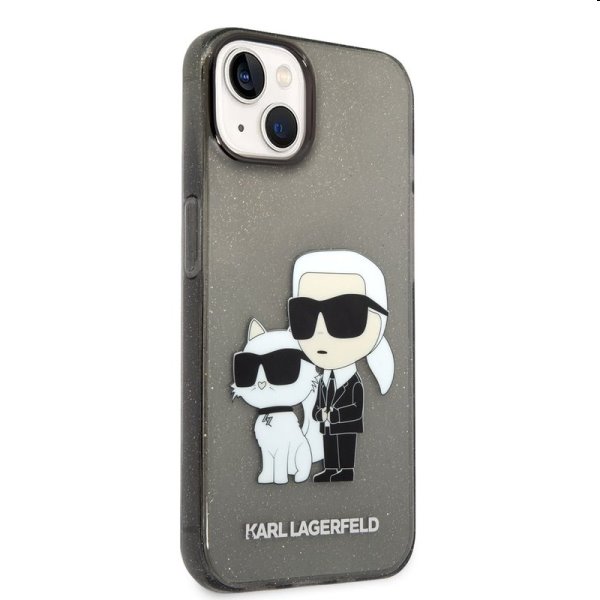 Pouzdro Karl Lagerfeld IML Glitter Karl and Choupette NFT pro Apple iPhone 14 Plus, černé