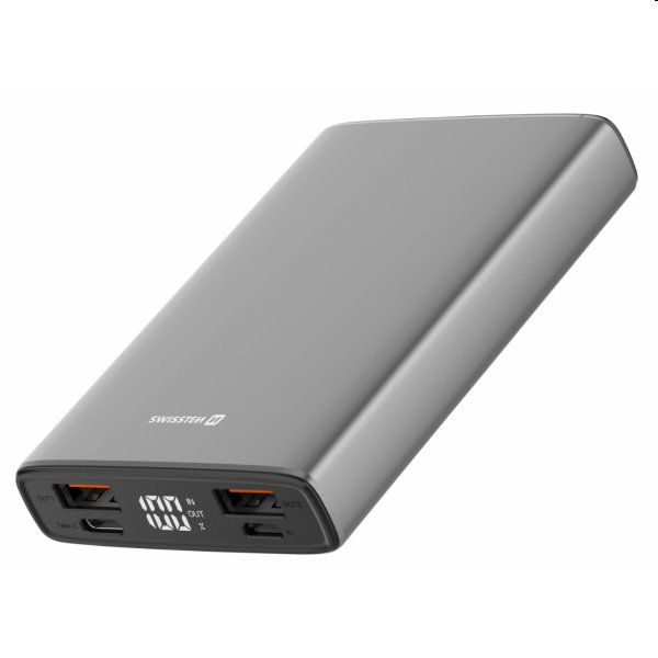 Swissten Aluminum Powerbank 10 000 mAh 20W, PD, šedá