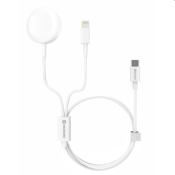 Swissten Nabíjecí magnetický kabel 2v1 pro Apple Watch a Lightning 1,2 m, bílý Swissten Nabíjecí magnetický kabel 2v1 pro Apple Watch a Lightning 1,2 m, bílý