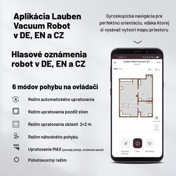 Lauben robotický vysavač 26BB, černý Lauben robotický vysavač 26BB, černý
