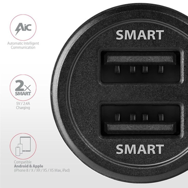 Autonabíječka AXAGON PWC-5V5 Smart 5V 2,4A + 2,4A, 24W, černá Autonabíječka AXAGON PWC-5V5 Smart 5V 2,4A + 2,4A, 24W, černá