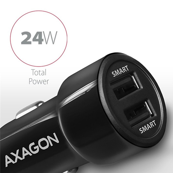 Autonabíječka AXAGON PWC-5V5 Smart 5V 2,4A + 2,4A, 24W, černá Autonabíječka AXAGON PWC-5V5 Smart 5V 2,4A + 2,4A, 24W, černá
