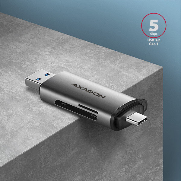 AXAGON CRE-SAC External USB 3.2 Gen1 Type-C+Type-A 2-slot SD/microSD