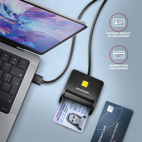 AXAGON CRE-SM3N USB Smart card FlatReader AXAGON CRE-SM3N USB Smart card FlatReader