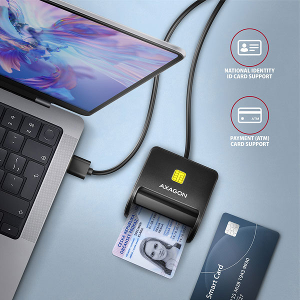 AXAGON CRE-SM3SD USB Smart card & SD/microSD/SIM card FlatReader