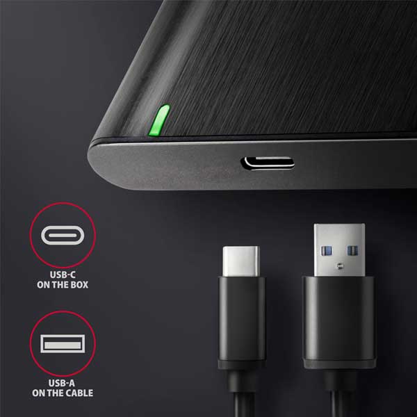 AXAGON EE25-A6C USB-C 3.2 Gen 1 - SATA 6G 2.5" External SCREWLESS ALU RAW box, černý