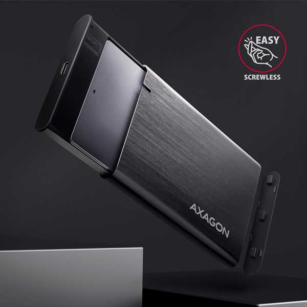AXAGON EE25-A6C USB-C 3.2 Gen 1 - SATA 6G 2.5" External SCREWLESS ALU RAW box, černý AXAGON EE25-A6C USB-C 3.2 Gen 1 - SATA 6G 2.5" External SCREWLESS ALU RAW box, černý