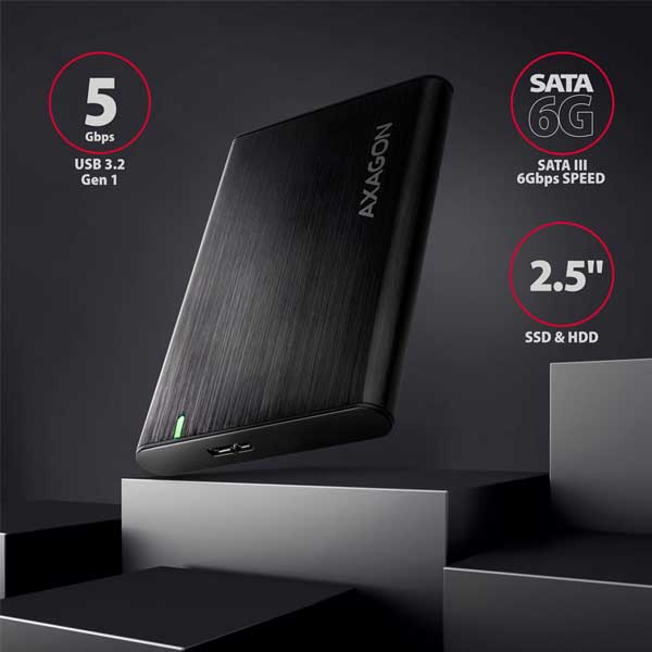 AXAGON EE25-A6M USB3.0 - SATA 6G 2,5" External SCREWLESS ALU RAW box , černý AXAGON EE25-A6M USB3.0 - SATA 6G 2,5" External SCREWLESS ALU RAW box , černý