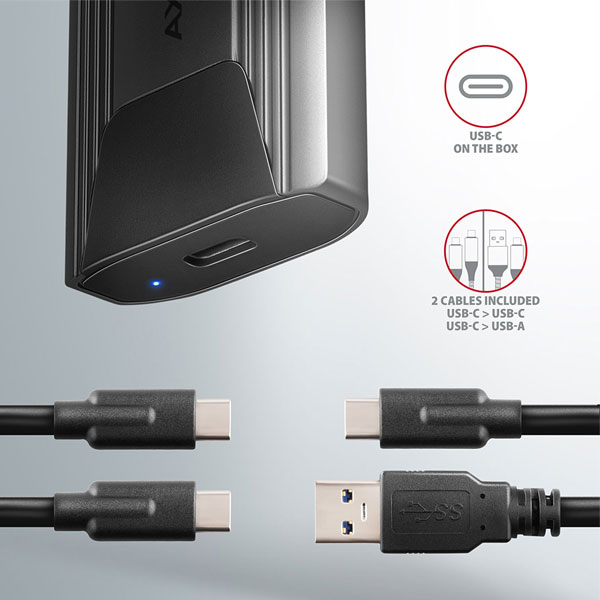 AXAGON EEM2-GTSA USB-C 3.2 Gen 2 - M.2 NVMe SSD THIN SCREWLESS box