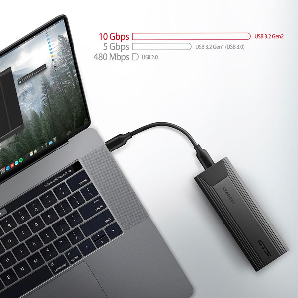 AXAGON EEM2-GTSA USB-C 3.2 Gen 2 - M.2 NVMe SSD THIN SCREWLESS box