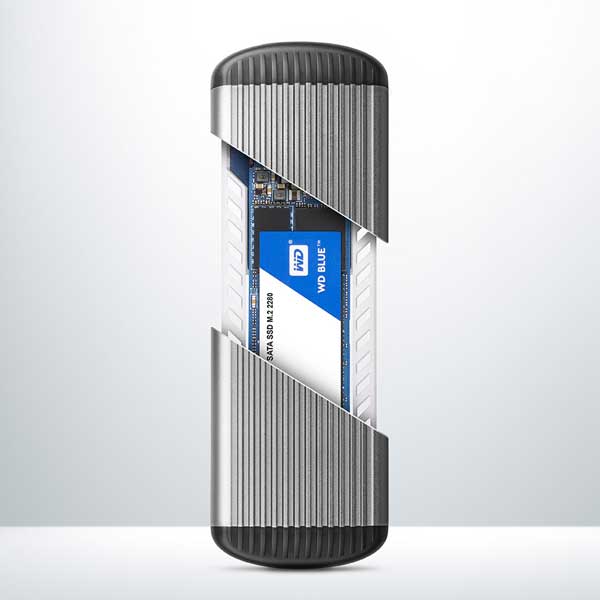 AXAGON EEM2-SA USB micro-B 3.2 Gen 1 - M.2 SATA SSD 30-80mm RIBBED box, bez šroubů AXAGON EEM2-SA USB micro-B 3.2 Gen 1 - M.2 SATA SSD 30-80mm RIBBED box, bez šroubů