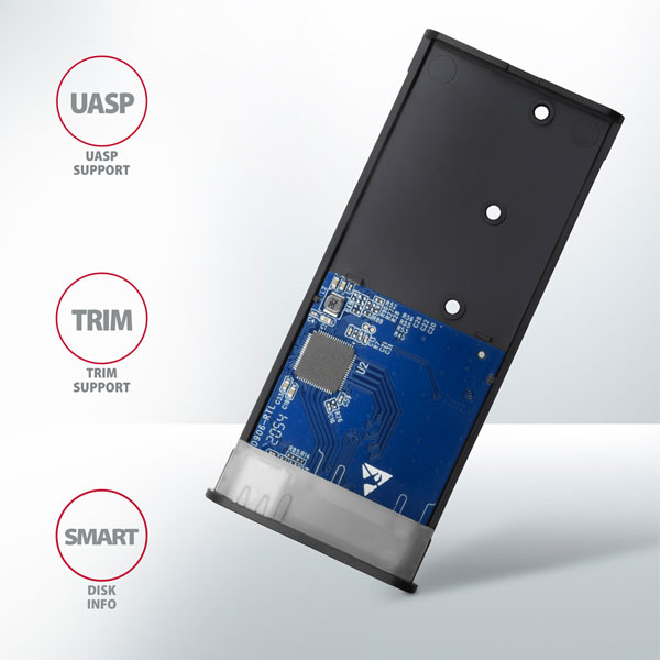AXAGON EEM2-SB2 USB-C 3.2 Gen 2 - M.2 NVMe a SATA SSD kovový RAW box bez šroubů, černý AXAGON EEM2-SB2 USB-C 3.2 Gen 2 - M.2 NVMe a SATA SSD kovový RAW box bez šroubů, černý
