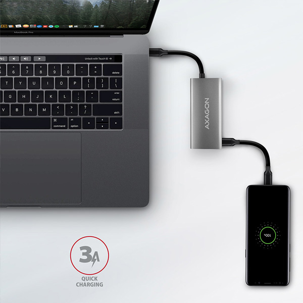 AXAGON HMC-4G2 2x USB-A + 2x USB-C, USB-C 3.2 Gen 2 10 Gbps hub, 13 cm USB-C kabel