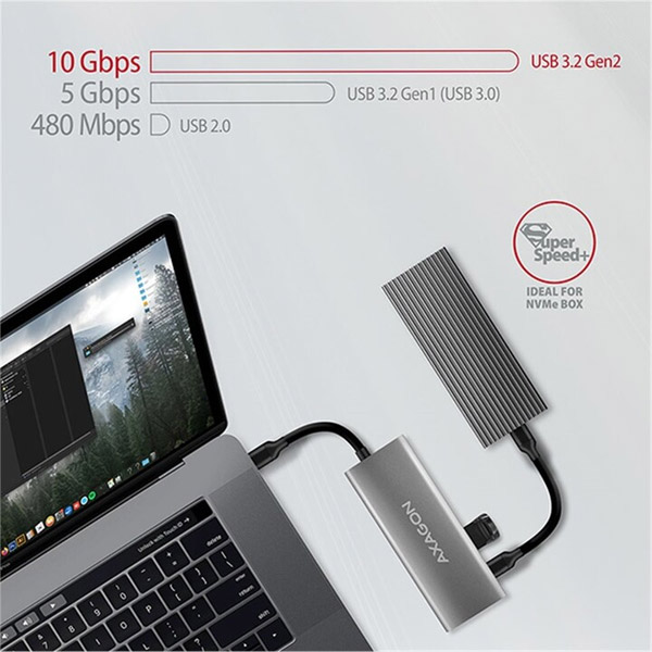 AXAGON HMC-5G2 2x USB-A + 2x USB-C + HDMI, USB-C 3.2 Gen 2 10 Gbps hub, PD 60 W, 13 cm USB-C kabel