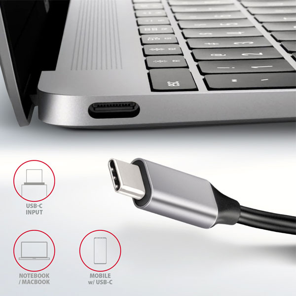 AXAGON HMC-6H4A 4x USB-A+ HDMI, USB-C 3.2 Gen 1 hub, PD 100 W, 20 cm USB-C kabel