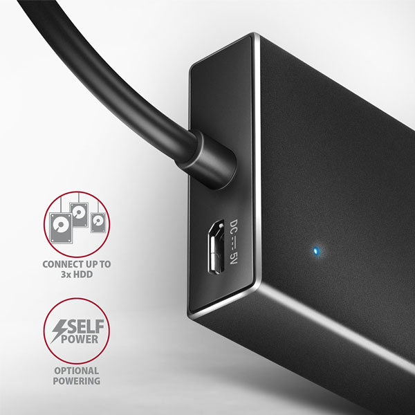 AXAGON HUE-F7A 7x USB 3.2 Gen 1 ALU FLAT hub, micro USB power IN, 1m USB-A cable AXAGON HUE-F7A 7x USB 3.2 Gen 1 ALU FLAT hub, micro USB power IN, 1m USB-A cable