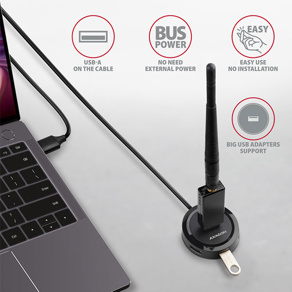 AXAGON HUE-P1AL 4x USB 3.2 Gen 1 ROUND hub, micro USB napájecí konektor, 1,2 m USB-A kabel