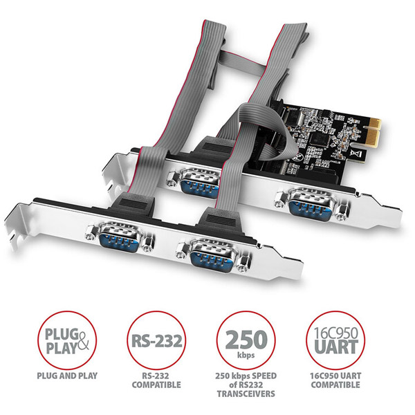 AXAGON PCEA-S4N PCI-Express Adapter chip ASIX AX99100 4x Serial Port + LP