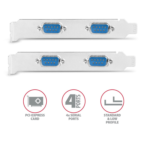 AXAGON PCEA-S4N PCI-Express Adapter chip ASIX AX99100 4x Serial Port + LP