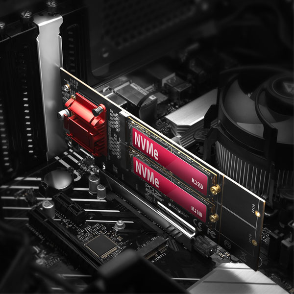 AXAGON PCEM2-ND PCE-E 3.0 8x radič - dual M.2 NVMe M-key slot adapter w. dataswitch, SP & LP, up to 110mm SSD AXAGON PCEM2-ND PCE-E 3.0 8x radič - dual M.2 NVMe M-key slot adapter w. dataswitch, SP & LP, up to 110mm SSD