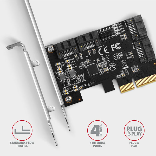 AXAGON PCES-SA4X4 PCIe řadič 4x interní SATA 6G port + LP