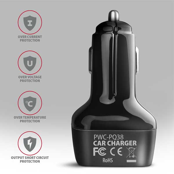 AXAGON PWC-PQ38 car charger 1x QC3.0 + 1x PD USB-C, 38W, black AXAGON PWC-PQ38 car charger 1x QC3.0 + 1x PD USB-C, 38W, black
