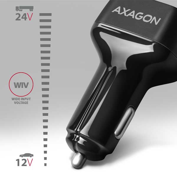 AXAGON PWC-PQ38 car charger 1x QC3.0 + 1x PD USB-C, 38W, black