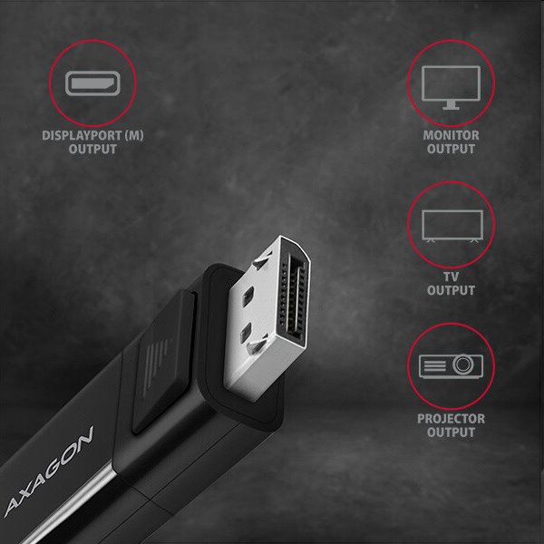AXAGON RVC-DPC adaptér USB-C na DisplayPort cable 1,8 m 4K / 60 Hz