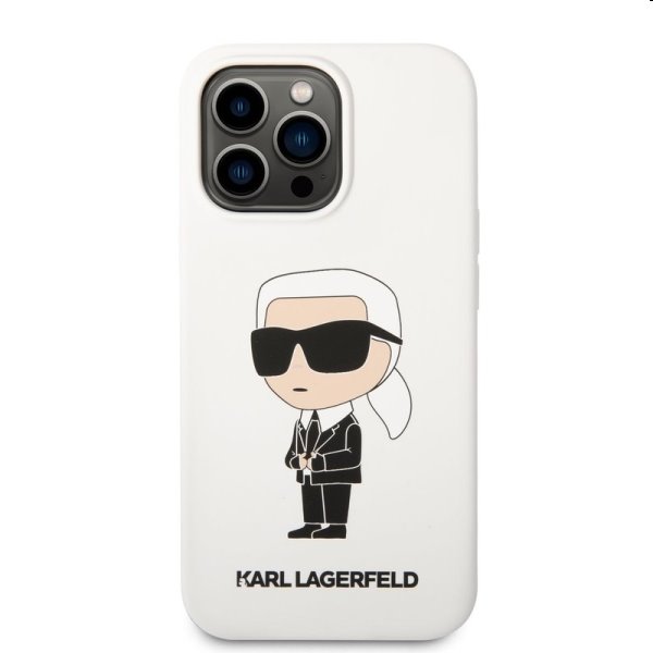 Zadní kryt Karl Lagerfeld Liquid Silicone Ikonik NFT pro Apple iPhone 13 Pro, bílé